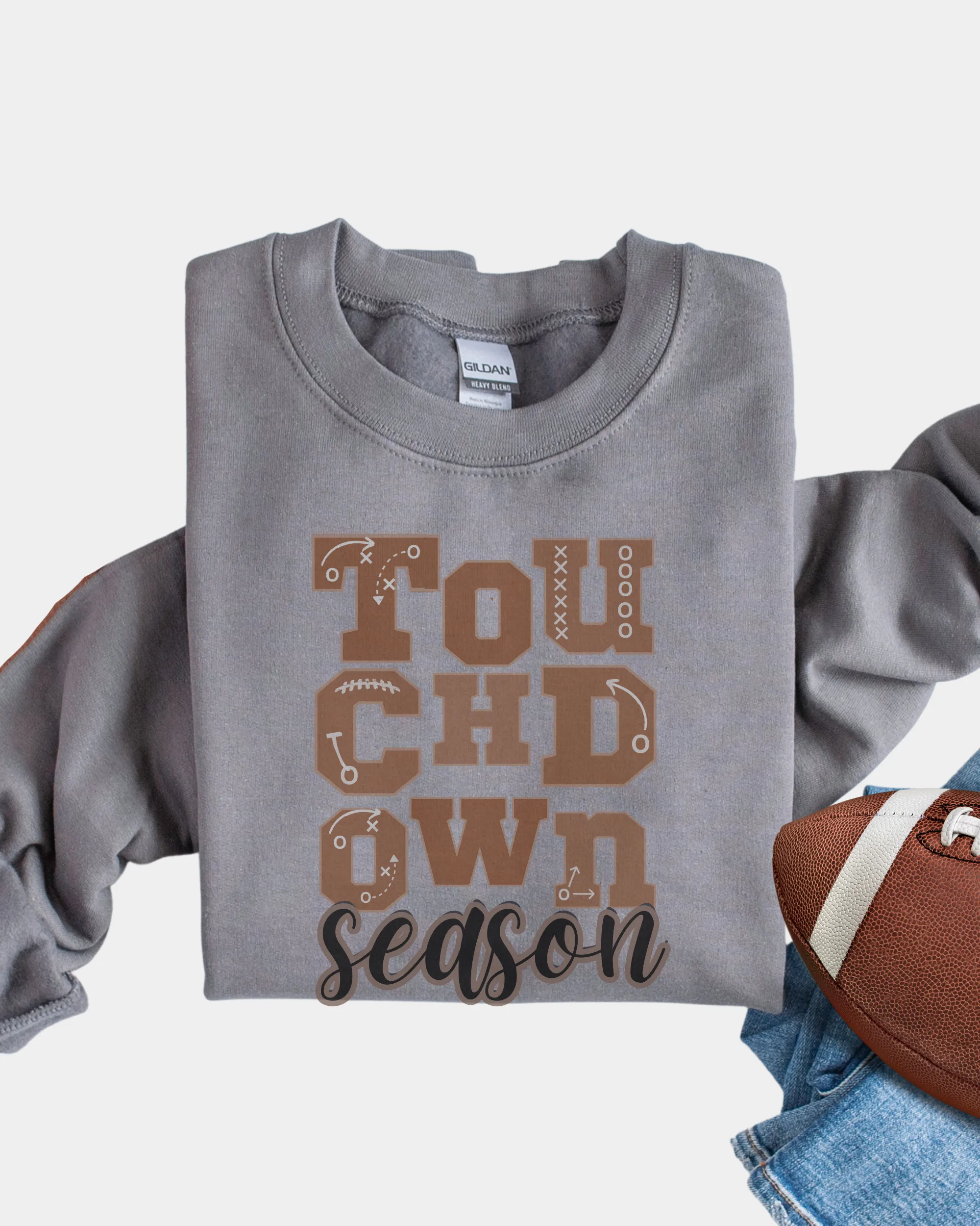 Women's Touchdown Season Crewneck Sweatshirt, Cute Football Season Mom Pullover